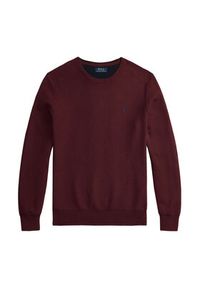 Polo Ralph Lauren Sweter 710918163520 Bordowy Regular Fit. Typ kołnierza: polo. Kolor: czerwony. Materiał: bawełna
