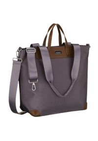 Duża shopperka damska w szarym kolorze, jednokomorowa, zawieszona na uchwytach i doczepianym pasku Peterson PTN CTY-16. Kolor: szary. Materiał: skórzane #1