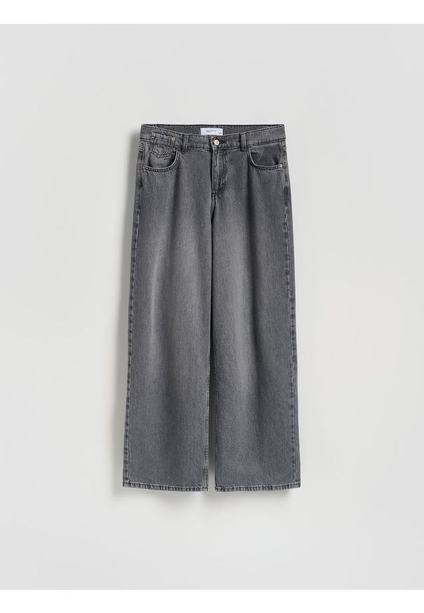 Reserved - Jeansy wide leg - szary. Kolor: szary