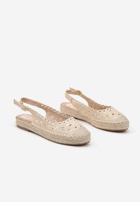 Born2be - Beżowe Ażurowe Sandały Espadryle Slingback z Plecioną Podeszwą Erilwen. Okazja: na co dzień, na spacer. Zapięcie: pasek. Kolor: beżowy. Materiał: jeans. Wzór: ażurowy. Sezon: lato. Styl: casual #5