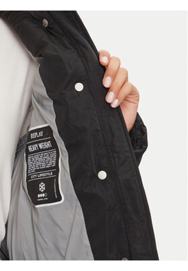Replay - REPLAY Kurtka zimowa W7808A.000.84466 Czarny Loose Fit. Kolor: czarny. Materiał: syntetyk. Sezon: zima