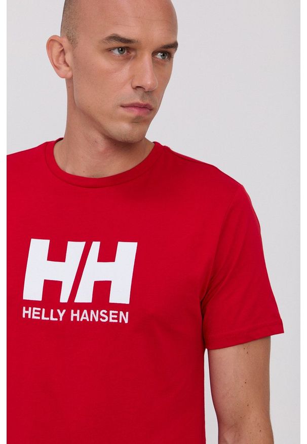 Helly Hansen t-shirt HH LOGO T-SHIRT 33979. Okazja: na co dzień. Kolor: czerwony. Materiał: dzianina. Wzór: aplikacja. Styl: casual