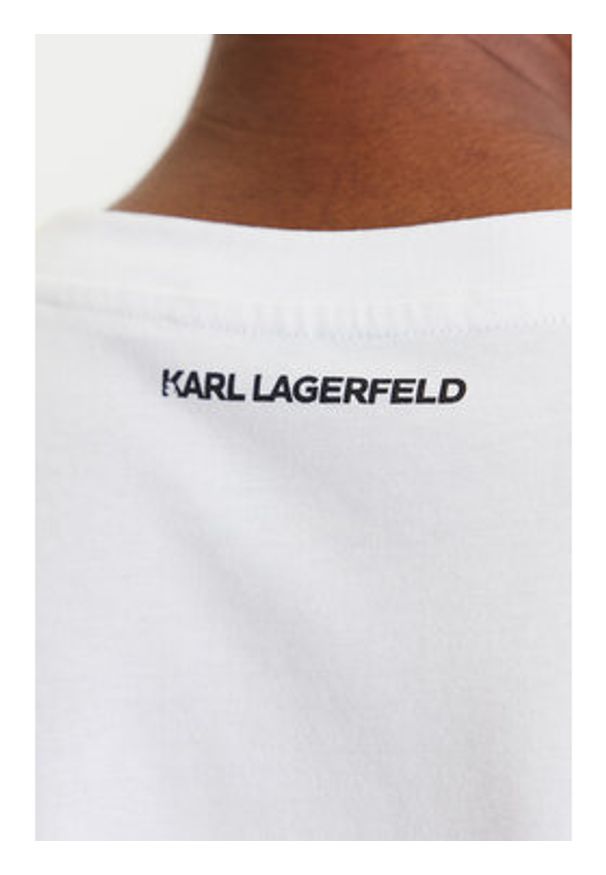 Karl Lagerfeld - KARL LAGERFELD T-Shirt A3W17104 Biały Regular Fit. Typ kołnierza: dekolt w karo. Kolor: biały. Materiał: bawełna