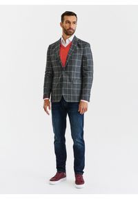 Pako Lorente - PAKO LORENTE – Szara marynarka męska w kratę. Okazja: na co dzień. Kolor: szary. Materiał: elastan, wiskoza, poliester. Styl: casual #9