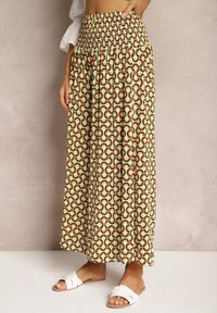 Renee - Jasnozielone Spodnie Culotes z Szerokimi Nogawkami i Gumką w Talii Demia. Okazja: na co dzień. Kolor: zielony. Materiał: materiał. Sezon: lato, wiosna. Styl: elegancki, casual