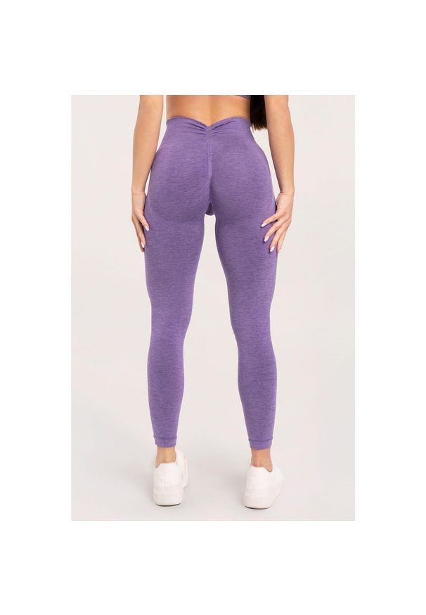 GYM GLAMOUR - Legginsy fitness damskie Gym Glamour seamless deep push up. Kolor: fioletowy. Sport: fitness