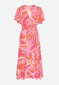 Born2be - Czerwona Sukienka o Kopertowym Kroju z Wiązanym Paskiem Zareonna. Okazja: na co dzień. Typ kołnierza: dekolt w kształcie V. Kolor: czerwony. Typ sukienki: kopertowe. Styl: casual, elegancki #5