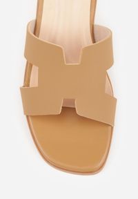 Renee - Beżowe Klapki Vices Ozdobione Wycięciami Arnellta. Okazja: na imprezę. Kolor: beżowy. Wzór: aplikacja. Sezon: lato. Styl: elegancki, klasyczny #6