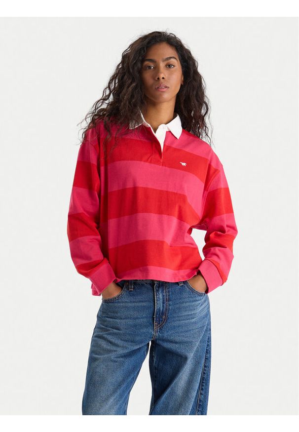 Mustang Polo Anna 1016773 Czerwony Relaxed Fit. Typ kołnierza: polo. Kolor: czerwony. Materiał: bawełna