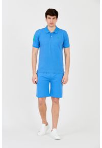 La Martina - LA MARTINA Niebieskie męskie polo z małym zielonym logo, Rozmiar XL. Typ kołnierza: polo. Kolor: niebieski #6