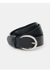 Sinsay - Pasek z imitacji skóry - czarny. Kolor: czarny. Materiał: skóra #1