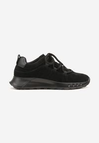 Born2be - Czarne Sneakersy z Naturalnego Zamszu ze Skórzaną Wkładką Dolittea. Okazja: na co dzień, na spacer. Kolor: czarny. Materiał: zamsz, skóra. Wzór: aplikacja. Sport: turystyka piesza