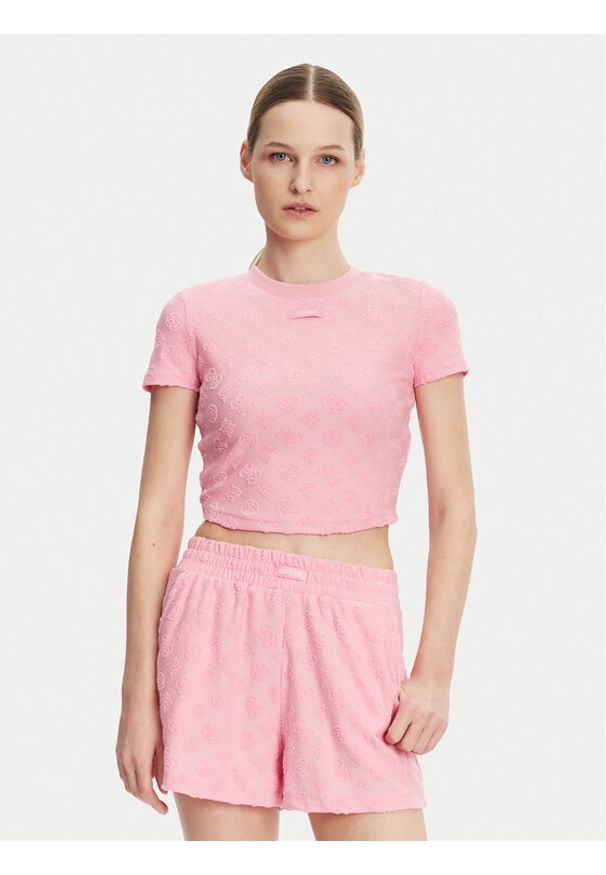 Guess T-Shirt V5GP21 KCT02 Różowy Regular Fit. Kolor: różowy. Materiał: syntetyk