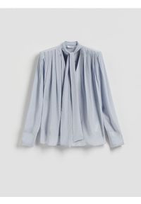 Reserved - Bluzka z wiązaniem - jasnoszary. Kolor: szary. Materiał: wiskoza, tkanina #1