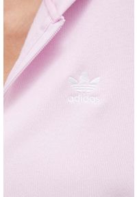 adidas Originals bluza damska kolor różowy z kapturem gładka. Typ kołnierza: kaptur. Kolor: różowy. Materiał: materiał. Wzór: gładki #2