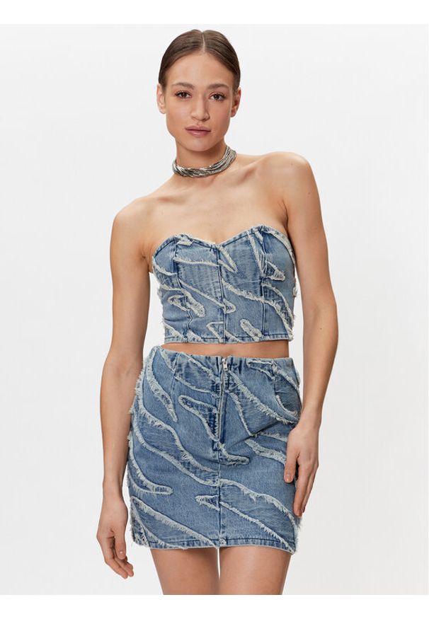 GESTUZ - Gestuz Top Larisa 10906883 Niebieski Slim Fit. Kolor: niebieski. Materiał: jeans, bawełna