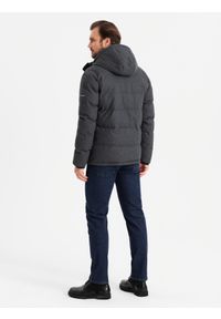 Ombre Clothing - Casualowa męska kurtka puffer z wełną – czarny melanż V2 - Rozmiar: L. Okazja: na co dzień. Typ kołnierza: kołnierzyk stójkowy. Kolor: czarny. Materiał: wełna. Długość: długie. Wzór: melanż. Styl: casual #2