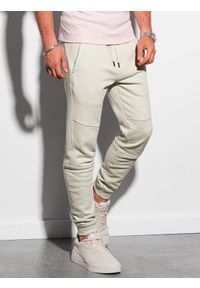 Ombre Clothing - Spodnie męskie dresowe joggery P987 - jasnoszare - XXL. Kolor: szary. Materiał: dresówka #3