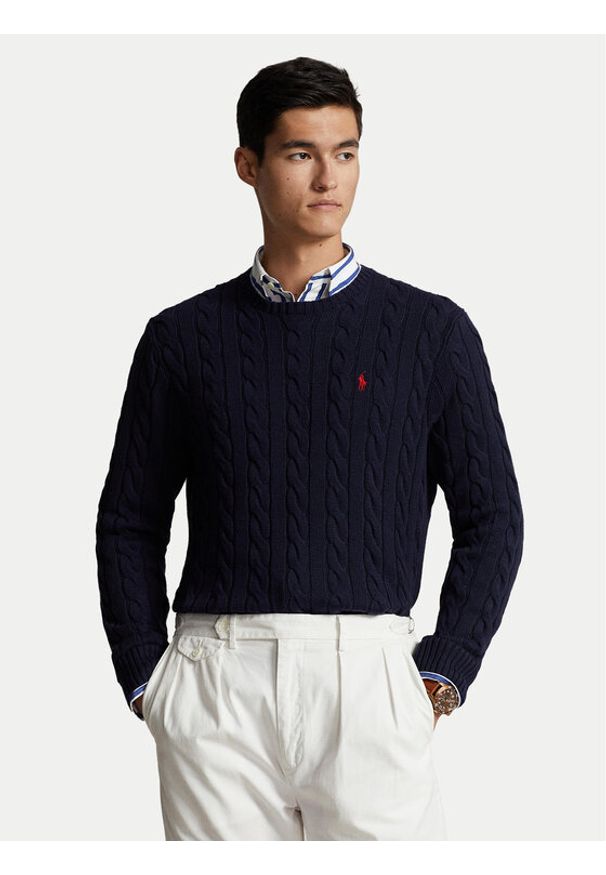 Polo Ralph Lauren Sweter 710775885001 Granatowy Regular Fit. Typ kołnierza: polo. Kolor: niebieski. Materiał: bawełna