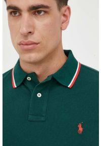 Polo Ralph Lauren polo bawełniane kolor zielony gładki. Typ kołnierza: polo. Kolor: zielony. Materiał: bawełna. Długość: krótkie. Wzór: gładki #1