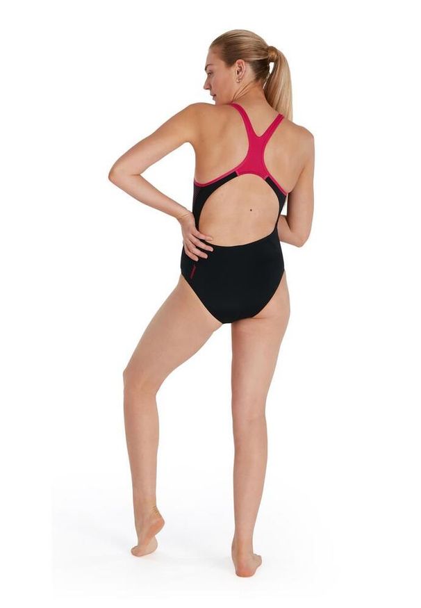 Strój Kąpielowy Speedo Plastisol Laneback – Czarny/Różowy – Rozmiar 32. Kolor: czarny