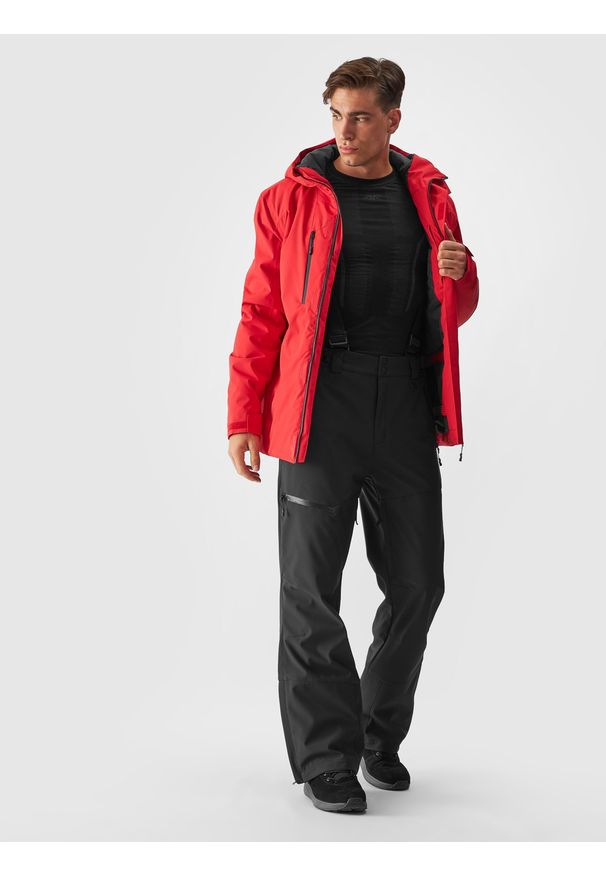 4f - 4F Kurtka narciarska membrana 10000 męska - czerwona 3XL. Okazja: na co dzień. Typ kołnierza: kaptur. Kolor: czerwony. Materiał: poliester, dzianina, materiał, tkanina. Wzór: gładki. Sezon: zima. Styl: klasyczny, casual, sportowy