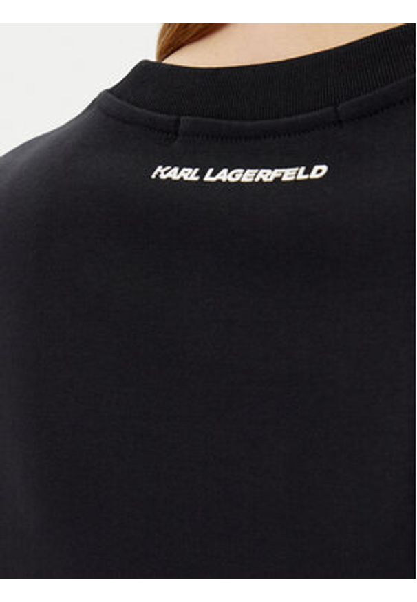 Karl Lagerfeld - KARL LAGERFELD T-Shirt A2W17119 Czarny Regular Fit. Typ kołnierza: dekolt w karo. Kolor: czarny. Materiał: bawełna