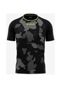 Męski T-shirt Givova Army w kolorze czarnym i szarym - sportowy i wygodny. Kolor: szary, brązowy, wielokolorowy, czarny, zielony. Materiał: poliester. Wzór: nadruk, haft. Sport: piłka nożna, fitness