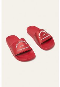 Karl Lagerfeld - Klapki. Kolor: czerwony. Materiał: guma. Obcas: na obcasie. Wysokość obcasa: niski #4