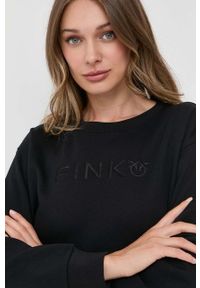 Pinko bluza bawełniana damska kolor czarny gładka. Kolor: czarny. Materiał: bawełna. Wzór: gładki #3