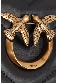 Pinko - PINKO Czarna kopertówka Love Click Mini. Kolor: czarny. Materiał: skórzane. Styl: klasyczny, elegancki #7