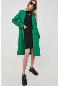Karl Lagerfeld płaszcz damski kolor zielony przejściowy dwurzędowy. Okazja: na co dzień. Kolor: zielony. Styl: casual, klasyczny