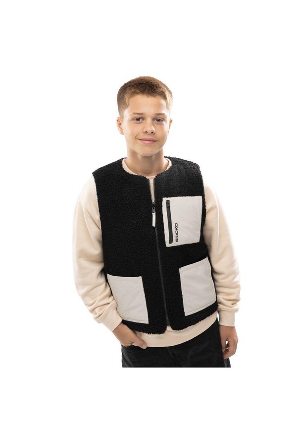 SIROKO - Chłopięca dwustronna ocieplana kamizelka sherpa Lifestyle Siroko Explorer. Kolor: beżowy. Materiał: tkanina, materiał