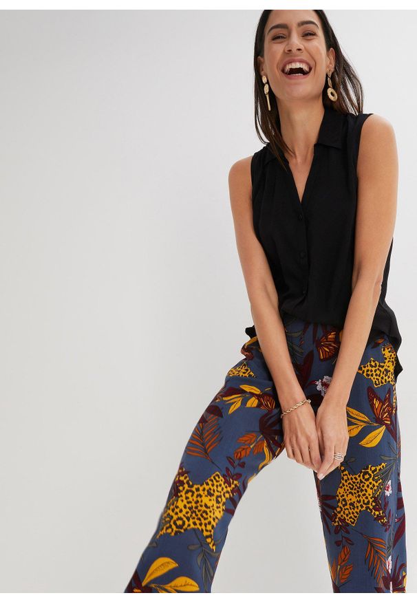 bonprix - Spodnie Marlena z czystej wiskozy. Kolor: szary, fioletowy. Materiał: wiskoza