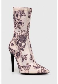 Pinko botki Valentine damskie kolor beżowy na szpilce 100661 A0O8 NZ8. Kolor: beżowy. Materiał: skóra. Obcas: na szpilce. Wysokość obcasa: średni #3