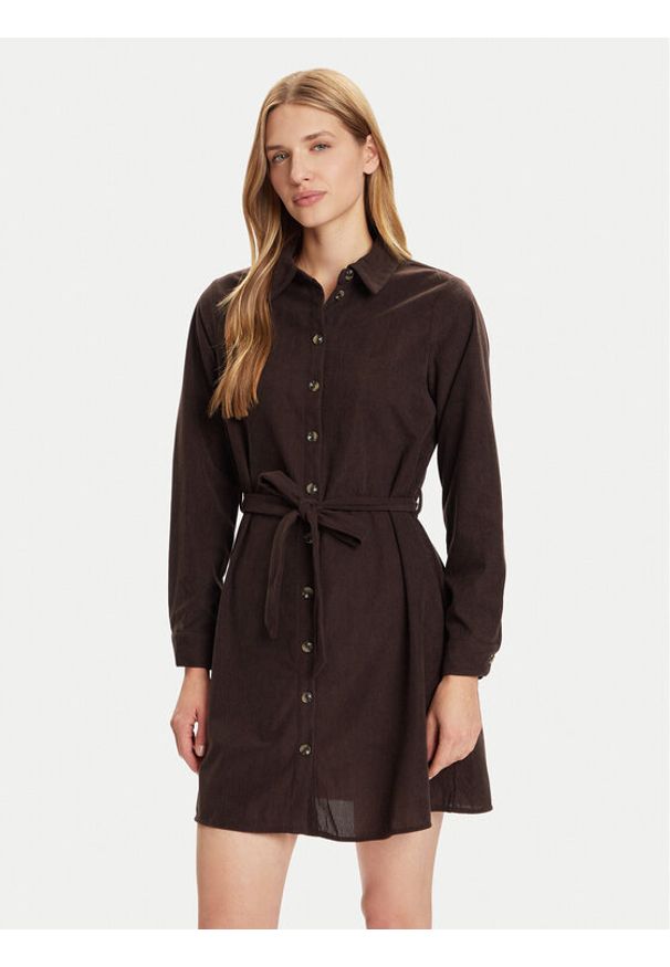 Vero Moda Sukienka koszulowa Elly 10334288 Brązowy Regular Fit. Kolor: brązowy. Materiał: syntetyk. Typ sukienki: koszulowe