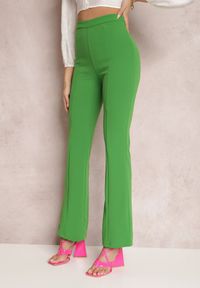 Renee - Zielone Spodnie Flare Aegesilea. Kolor: zielony. Styl: elegancki