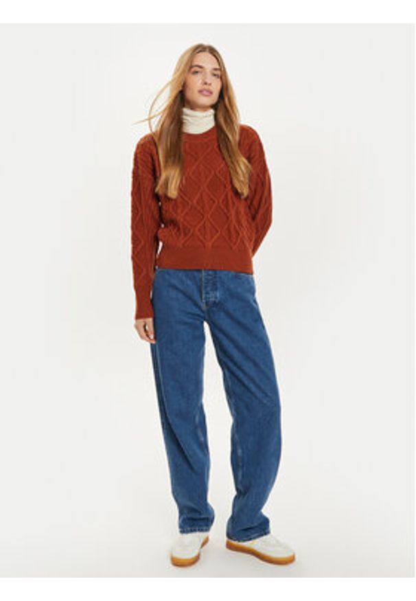 Wrangler Sweter 112356473 Brązowy Regular Fit. Kolor: brązowy. Materiał: syntetyk