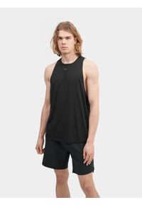 4f - Tank top treningowy szybkoschnący męski. Kolor: brązowy, oliwkowy, wielokolorowy. Materiał: włókno, dzianina, materiał