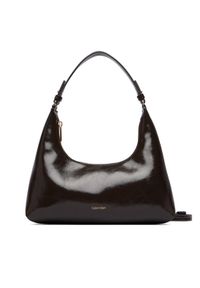 Calvin Klein Torebka Foil Logo Glossy Conv Shoulder B LV04F3737G Brązowy. Kolor: brązowy. Materiał: skórzane #1