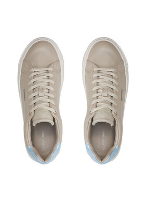 Calvin Klein Sneakersy Ff Cupsole Lace Up W/Ml Lth HW0HW02118 Beżowy. Kolor: beżowy. Materiał: skóra