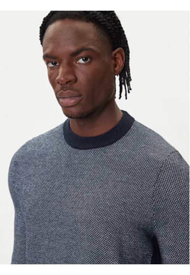 BOSS Sweter H-Hestro 50549986 Granatowy Regular Fit. Kolor: niebieski. Materiał: wełna