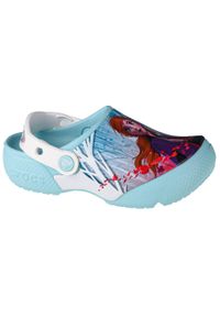 Buty do chodzenia niemowlęce Crocs Disney Frozen 2. Kolor: niebieski. Materiał: materiał, syntetyk. Wzór: motyw z bajki