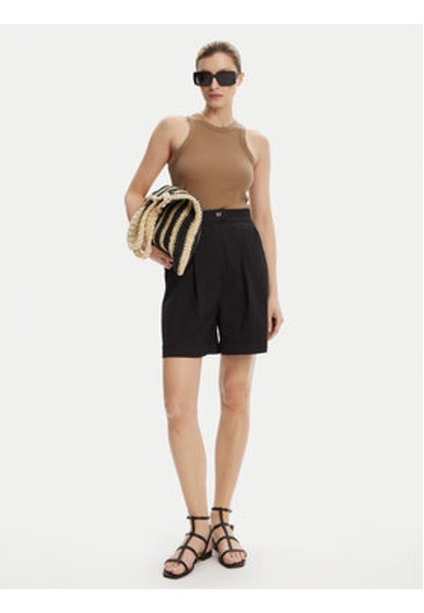 Max Mara Beachwear Bermudy Sultano 2516141019 Czarny Relaxed Fit. Kolor: czarny. Materiał: bawełna