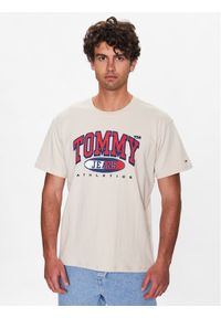 Tommy Jeans T-Shirt DM0DM16407 Beżowy Relaxed Fit. Kolor: beżowy. Materiał: bawełna
