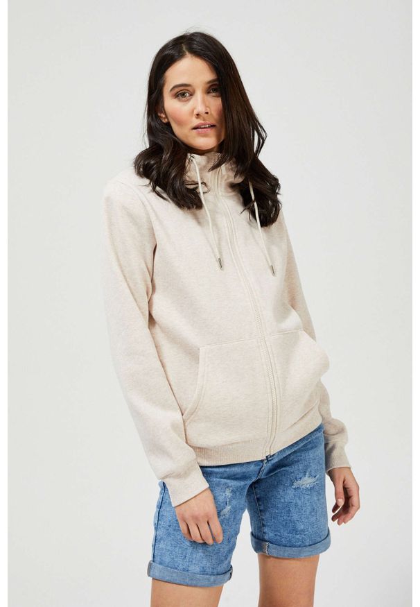 Bluza MOODO z kapturem, z długim rękawem, długa, melanż