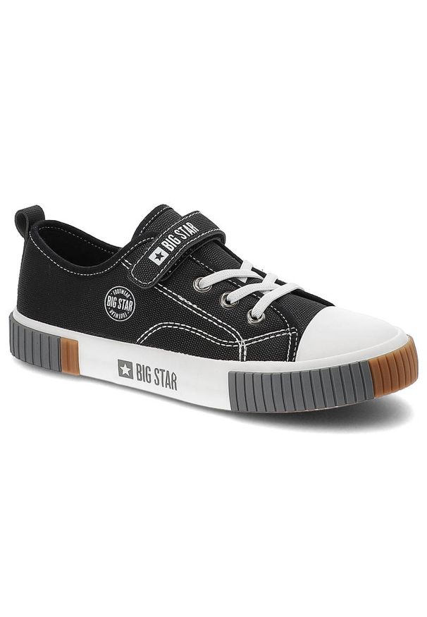 Big-Star - Czarne Trampki Big Star Dziecięce Buty Na Rzep. Okazja: na co dzień. Zapięcie: rzepy. Kolor: czarny. Materiał: jeans, materiał, guma. Szerokość cholewki: normalna. Wzór: aplikacja. Styl: casual, klasyczny