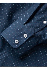 Ombre Clothing - Bawełniana koszula męska we wzory SLIM FIT - niebieska V4 OM-SHCS-0151 - XXL. Kolor: niebieski. Materiał: bawełna. Styl: klasyczny #5