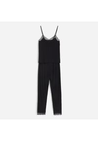 Reserved - Wiskozowa piżama ze spodniami - Czarny. Kolor: czarny. Materiał: wiskoza #1
