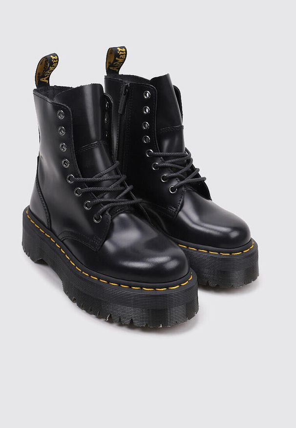 Dr. Martens - Buty Jadon Polerowane Gładkie Dr Marteny Czarne Damskie. Okazja: na co dzień. Kolor: czarny. Wzór: gładki. Sport: turystyka piesza